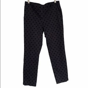 Cynthia Rowley Ankle Pants Side Zipper Raised Velvet Dots Professional Navy Sz 6